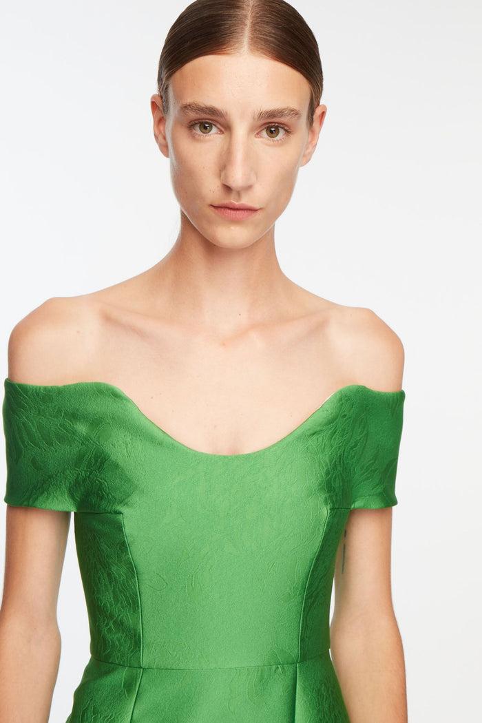 Emilia Wickstead Aislin Dress In Green Embossed Cloque