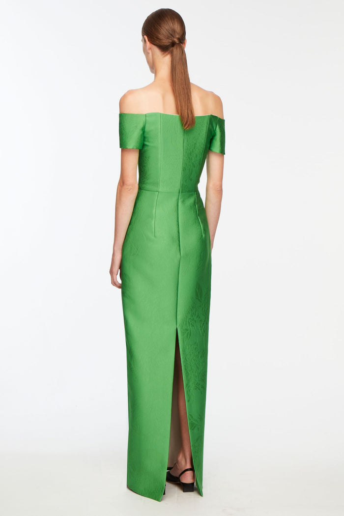 Emilia Wickstead Aislin Dress In Green Embossed Cloque