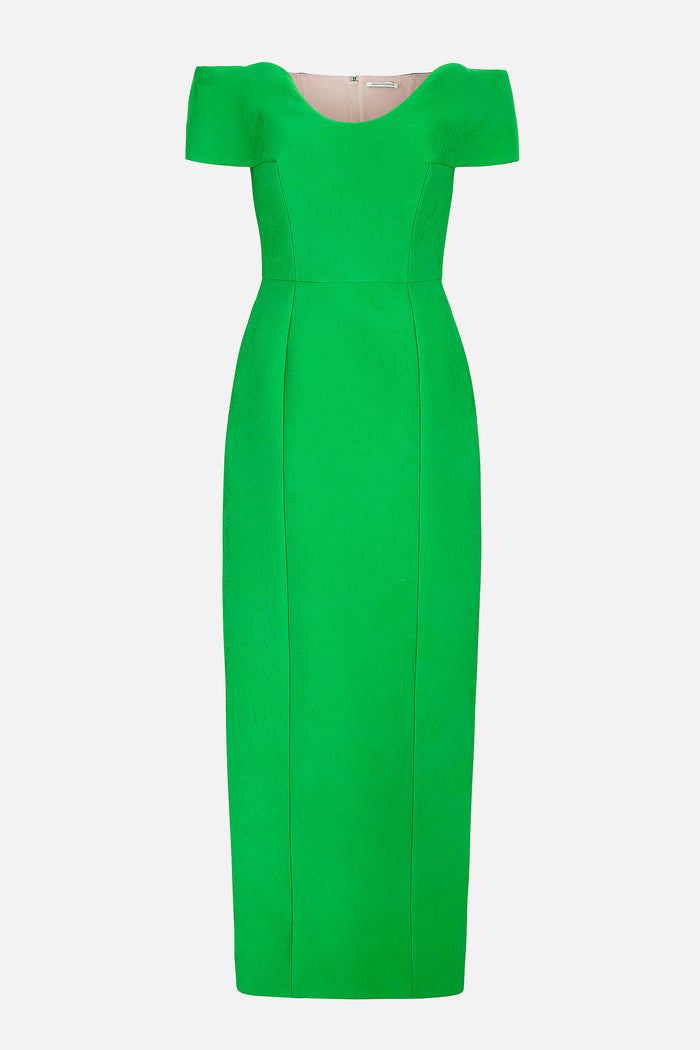 emilia wickstead Aislin Dress In Green Embossed Cloque