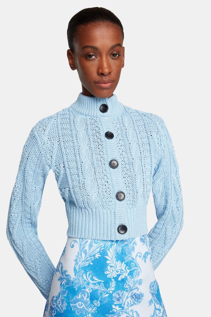 Emilia Wickstead Aleph Knit In Baby Blue Pima Cotton