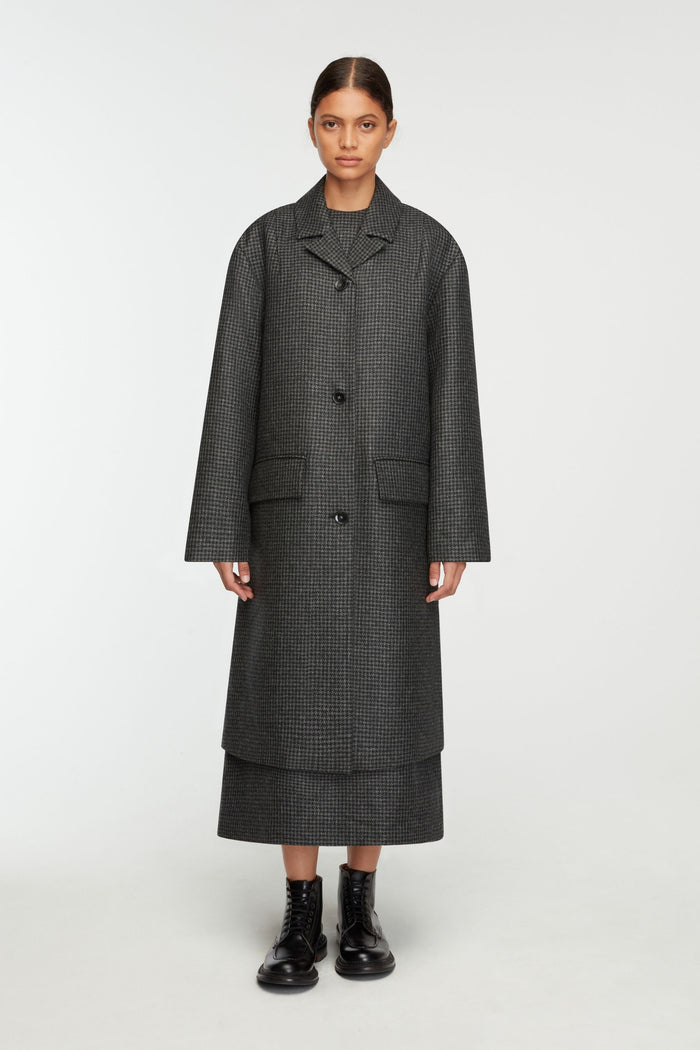 Emilia Wickstead Alfredia Coat In Dark Grey Melange Houndstooth