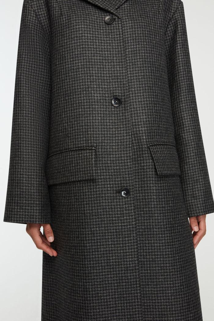 Emilia Wickstead Alfredia Coat In Dark Grey Melange Houndstooth