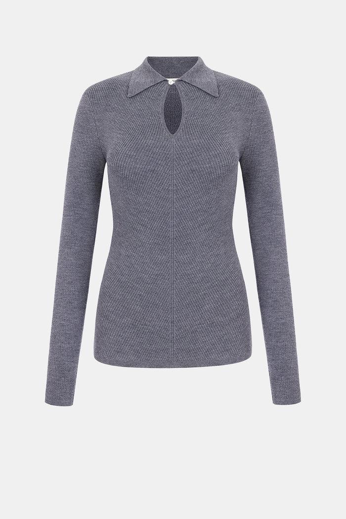 emilia wickstead Ambrose Knit In Grey Melange Cashfeel