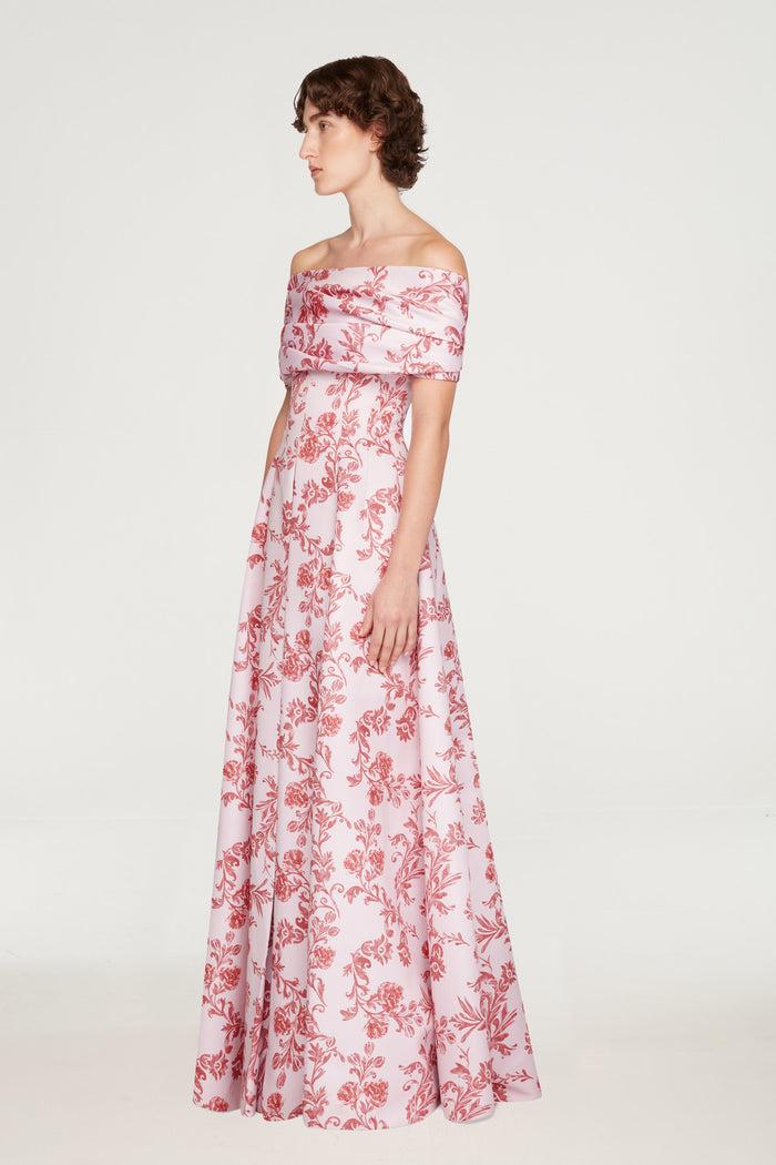 Emilia Wickstead Auclair Dress In Pink Floral Damask Taffeta Faille Dresses