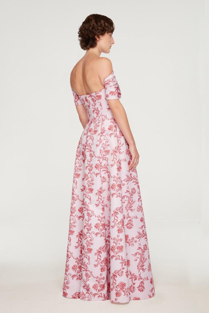 Emilia Wickstead Auclair Dress In Pink Floral Damask Taffeta Faille Dresses