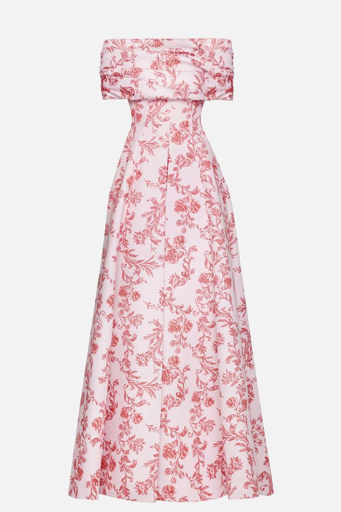 emilia wickstead Auclair Dress In Pink Floral Damask Taffeta Faille Dresses