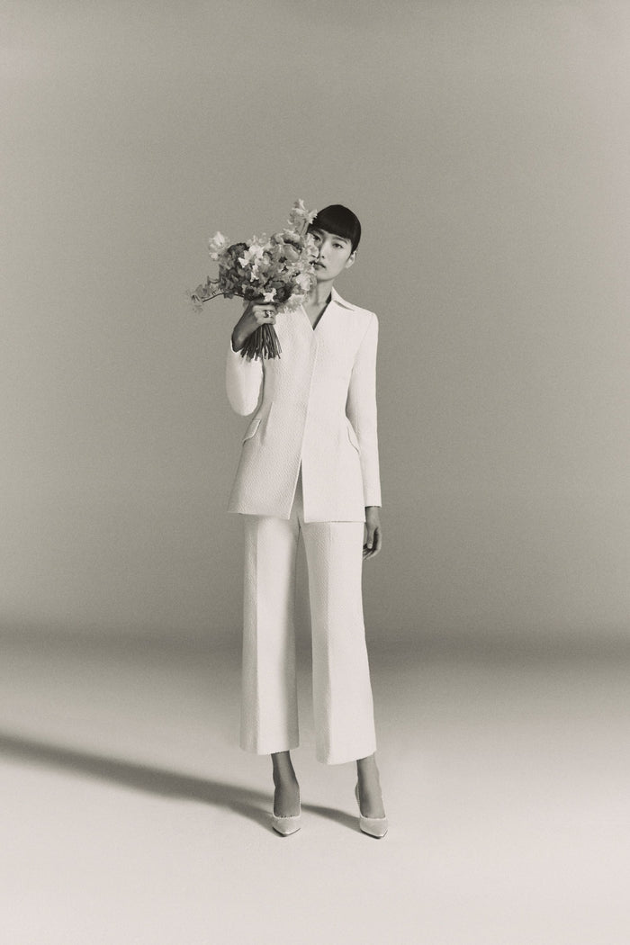 emilia wickstead Audra Bridal Suit in Ivory Cotton Boucle Wedding Dress