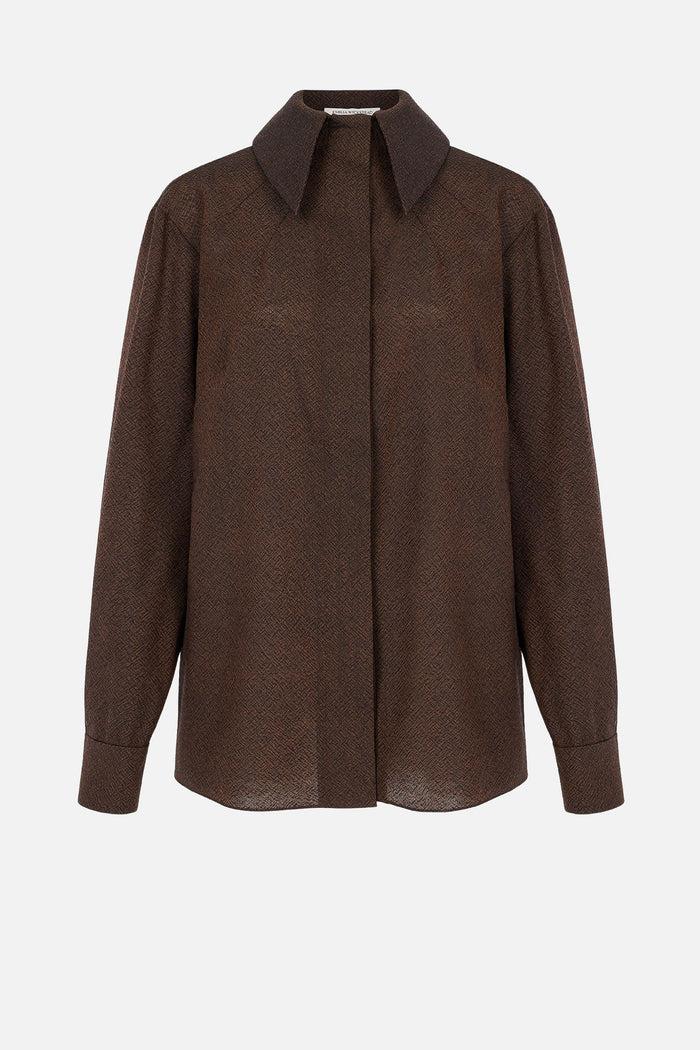 emilia wickstead Bergman Top In Cinnamon Twill Wool