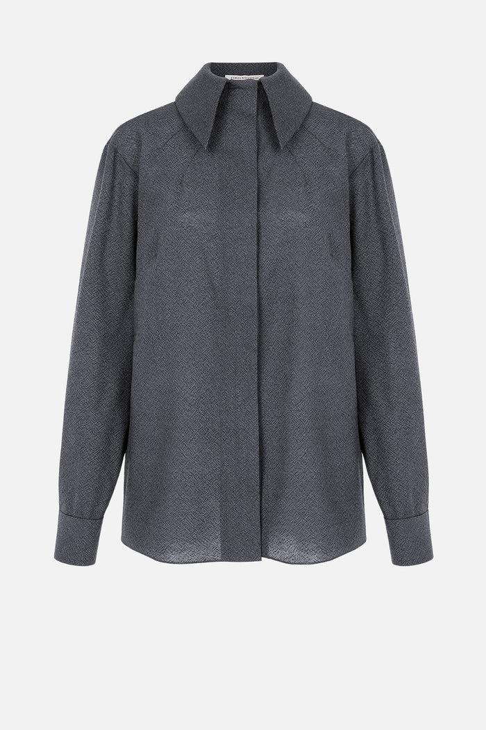 emilia wickstead Bergman Top In Steel Grey Twill Wool