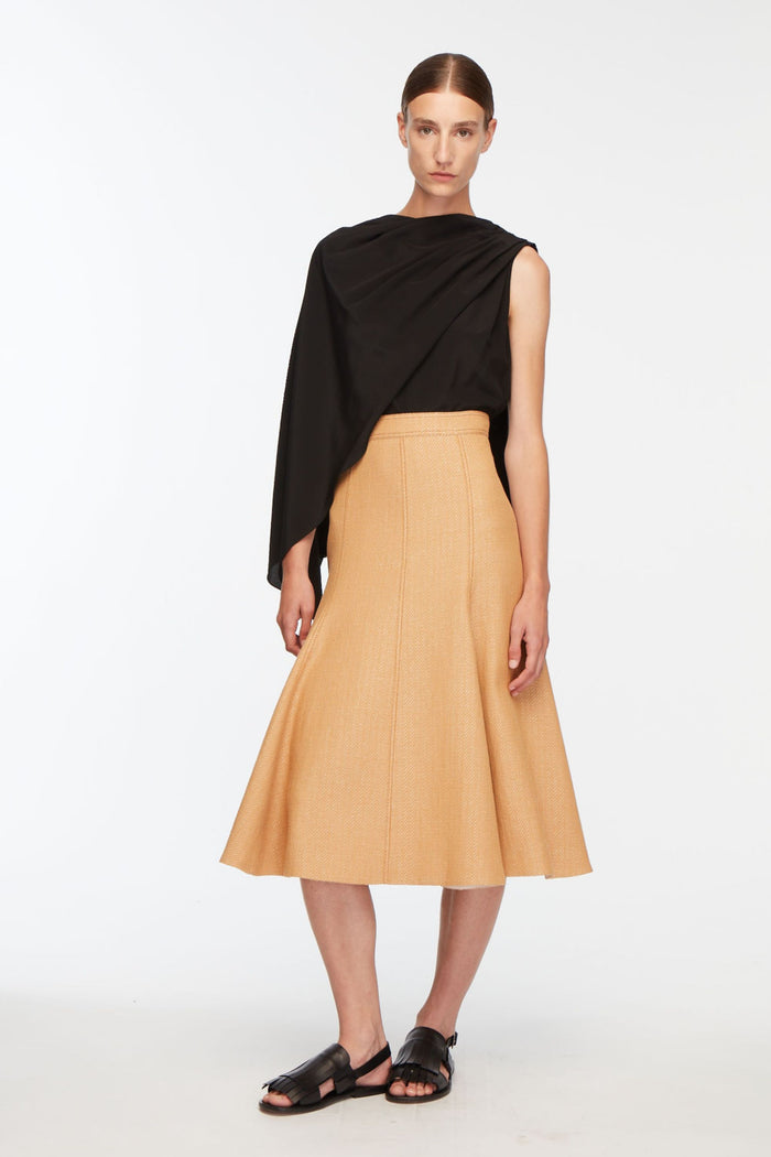 Emilia Wickstead Blisse Skirt In Tan Twill Denim Skirts