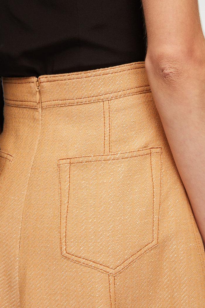 Emilia Wickstead Blisse Skirt In Tan Twill Denim Skirts