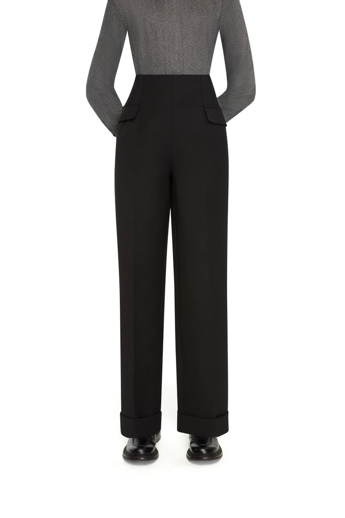Emilia Wickstead Brissa Trousers In Black Birdseye Suiting