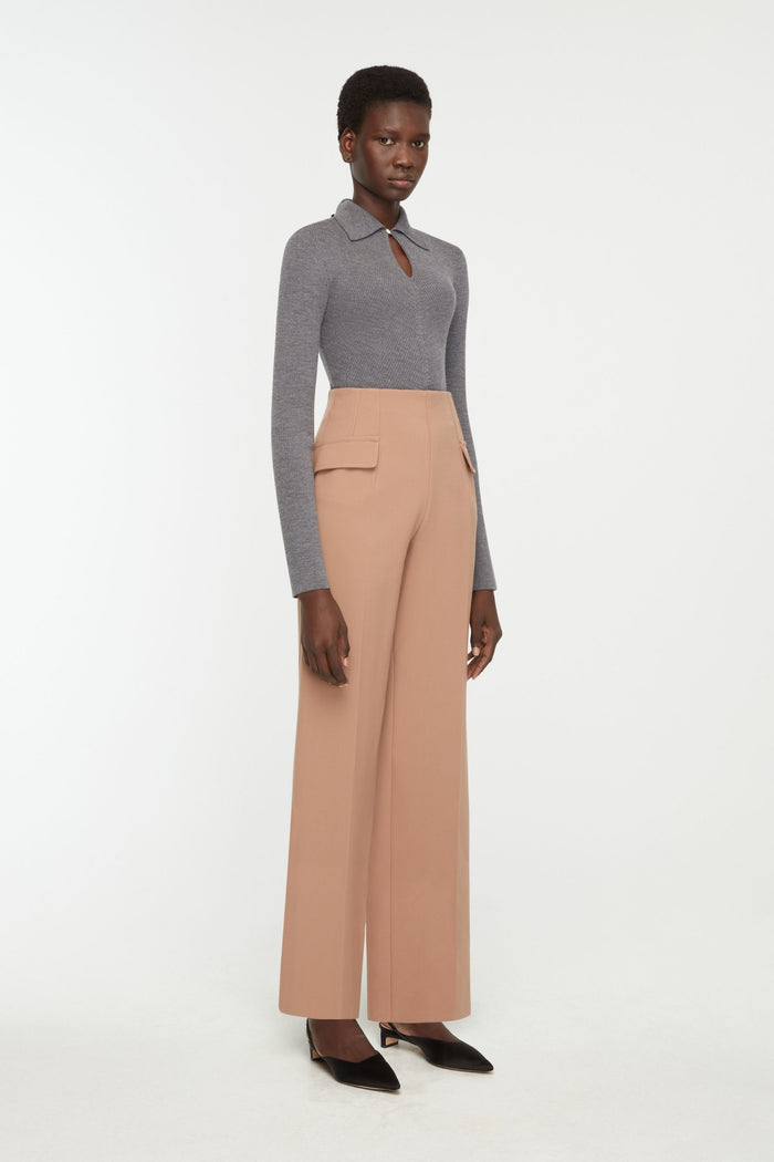 Emilia Wickstead Brissa Trousers In Camel Birdseye Suiting