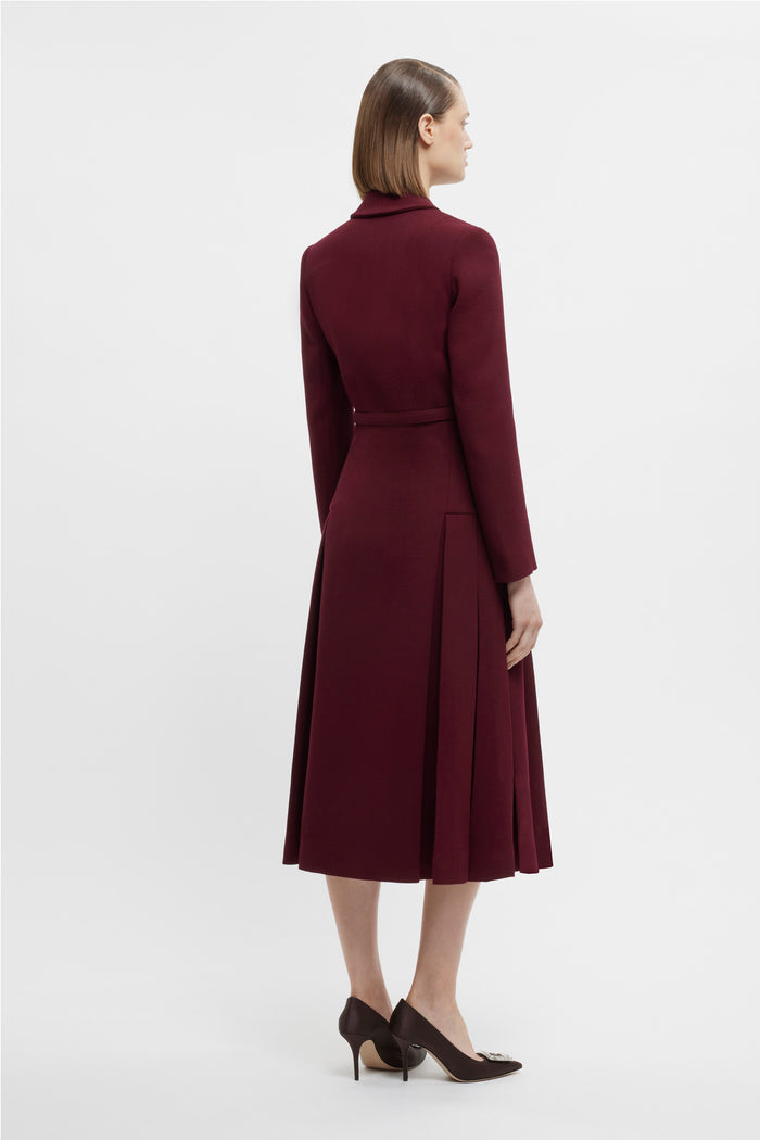 Emilia Wickstead Chaney Coat Dress In Burgundy Double Crepe