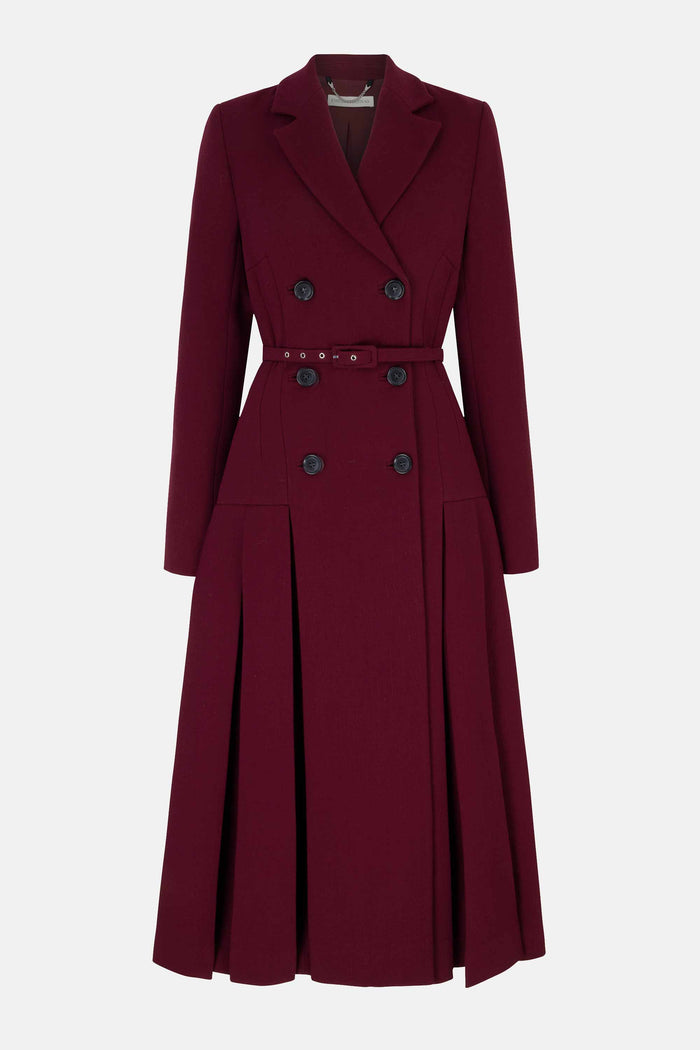 emilia wickstead Chaney Coat Dress In Burgundy Double Crepe