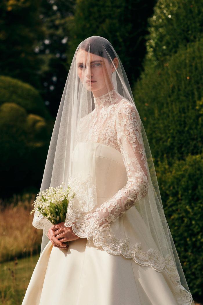 Emilia Wickstead Chantal Bridal Dress In Satin Doppio With Lace Wedding Dress