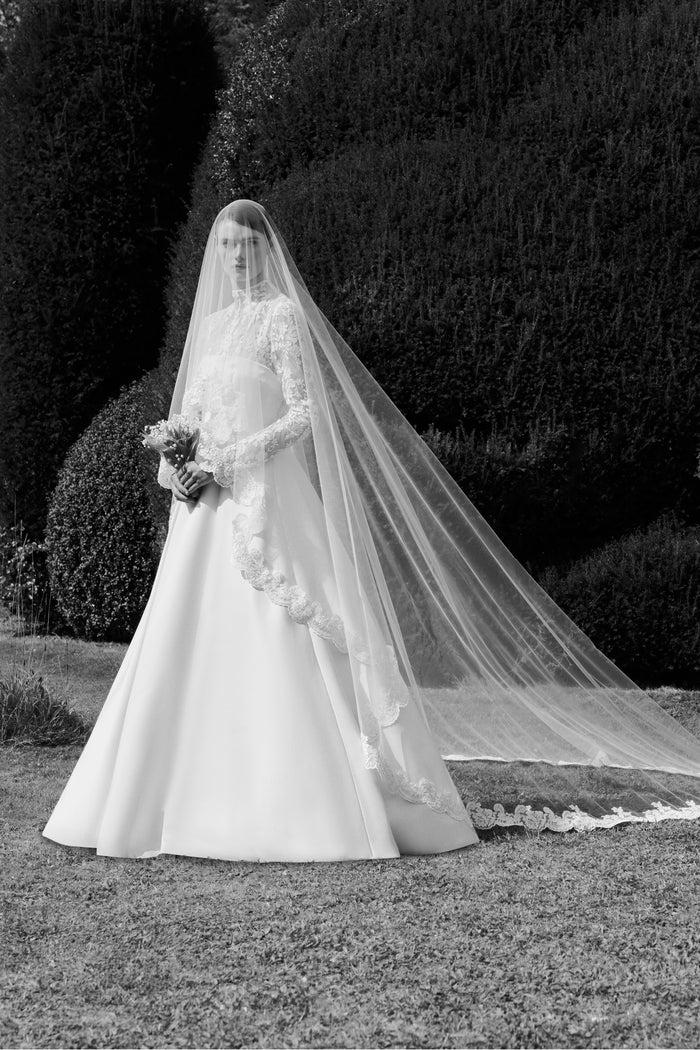 Emilia Wickstead Chantal Bridal Dress In Satin Doppio With Lace Wedding Dress
