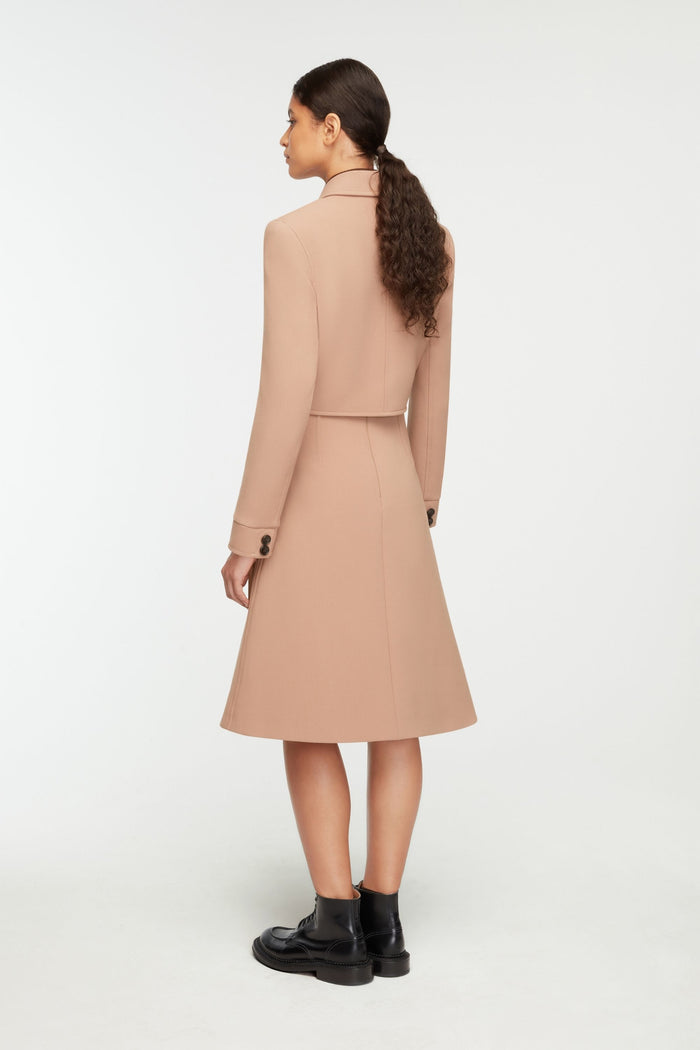 Emilia Wickstead Chapel Jacket In Camel Birdseye Suiting