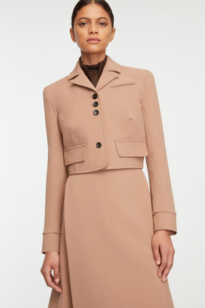 Emilia Wickstead Chapel Jacket In Camel Birdseye Suiting