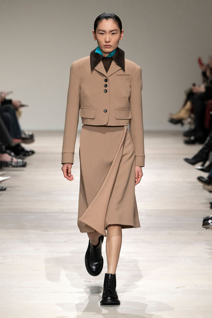 Emilia Wickstead Chapel Jacket In Camel Birdseye Suiting