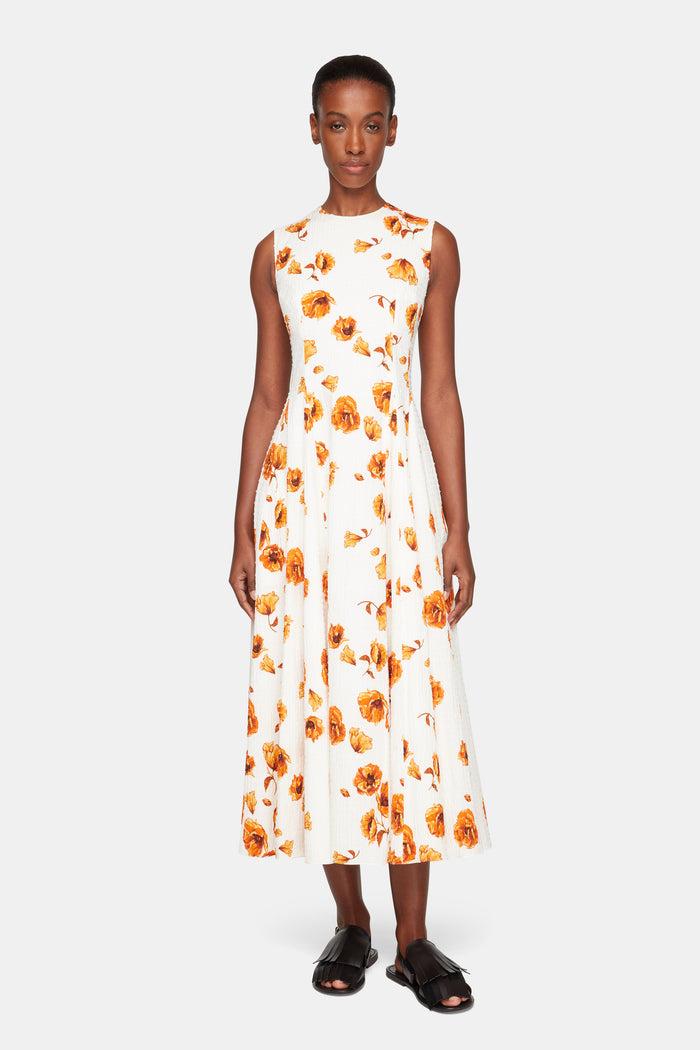 Emilia Wickstead Chelsea Dress In Orange Poppies Bibione Cotton Dresses