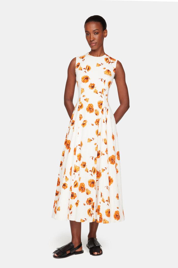 Emilia Wickstead Chelsea Dress In Orange Poppies Bibione Cotton Dresses