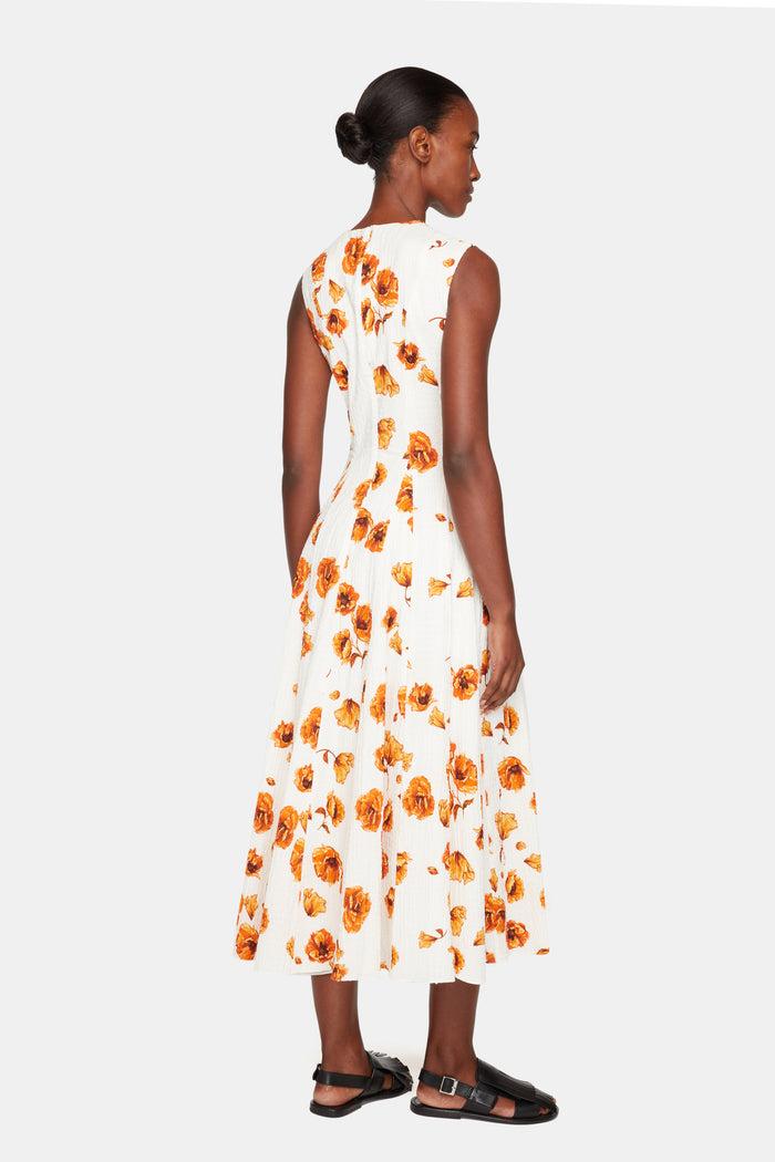 Emilia Wickstead Chelsea Dress In Orange Poppies Bibione Cotton Dresses