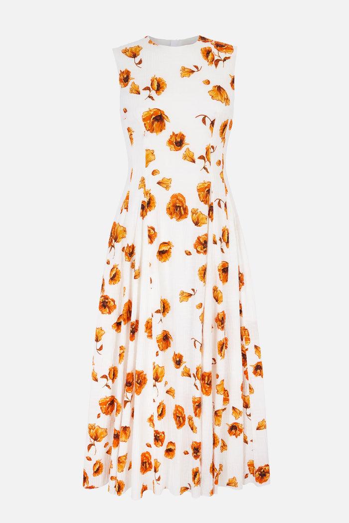 emilia wickstead Chelsea Dress In Orange Poppies Bibione Cotton Dresses