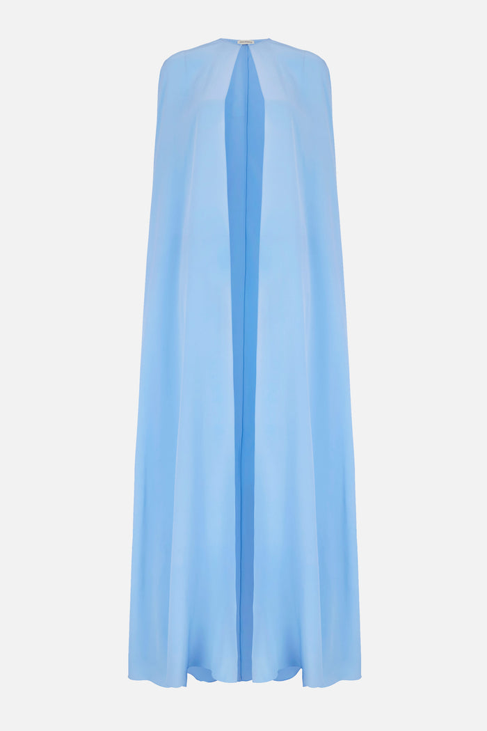 emilia wickstead Clarette Cape In Baby Blue Silk Crepe De Chine