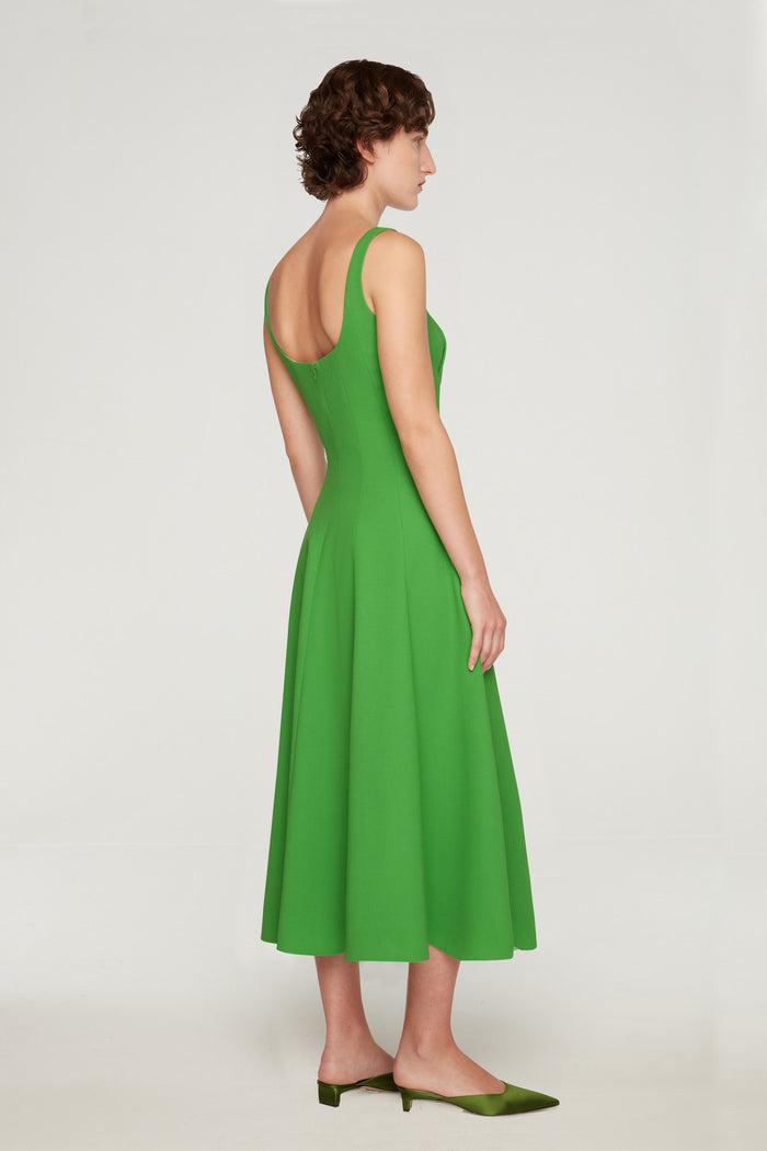 Emilia Wickstead Collins Dress In Fresh Green Single Wool Crepe