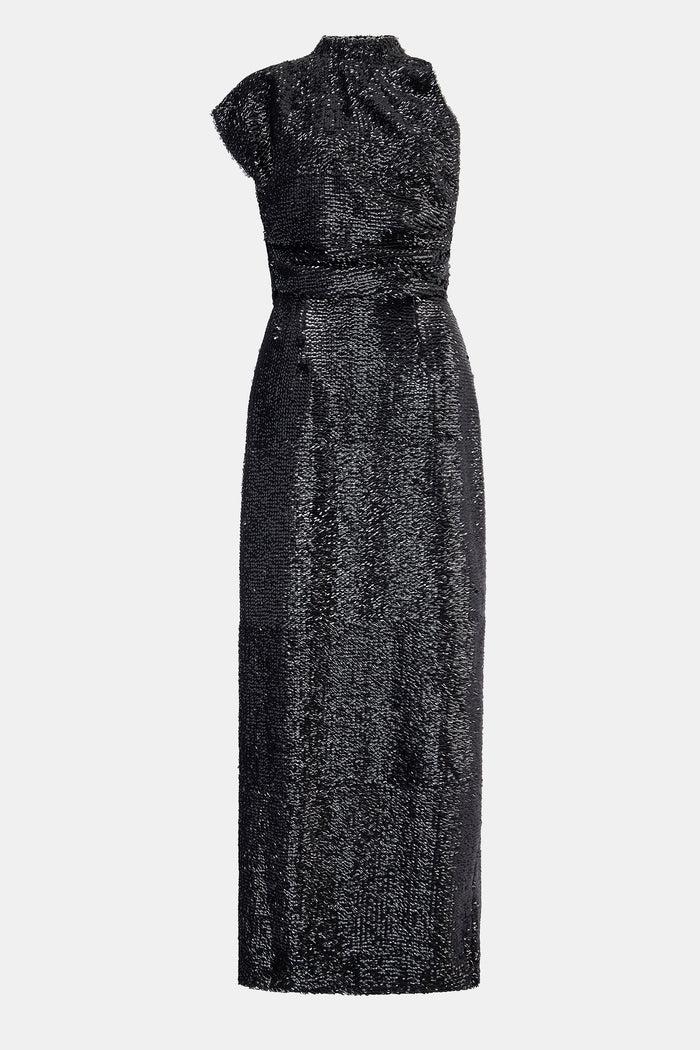 emilia wickstead Conlan Dress In Black Textured Sequin
