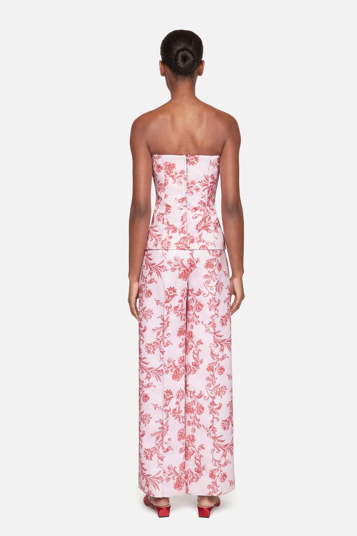 Emilia Wickstead Daffy Trousers In Pink Floral Damask Taffeta Faille Trousers