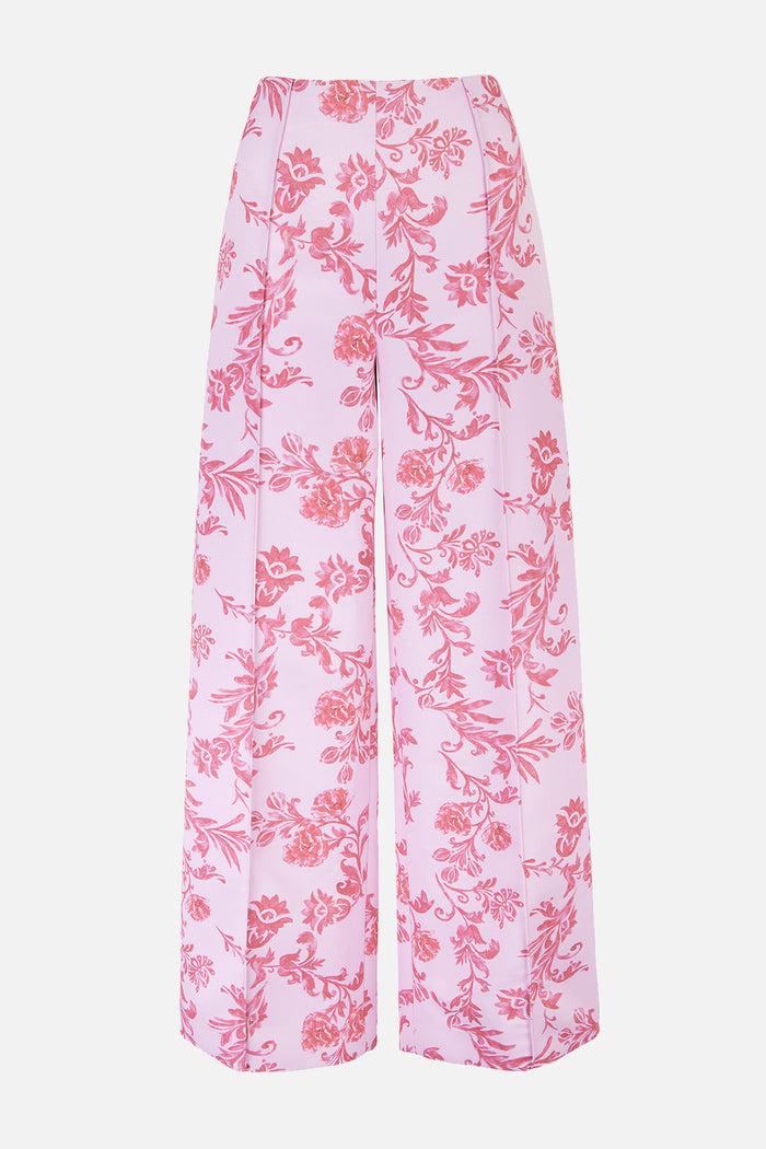 emilia wickstead Daffy Trousers In Pink Floral Damask Taffeta Faille Trousers