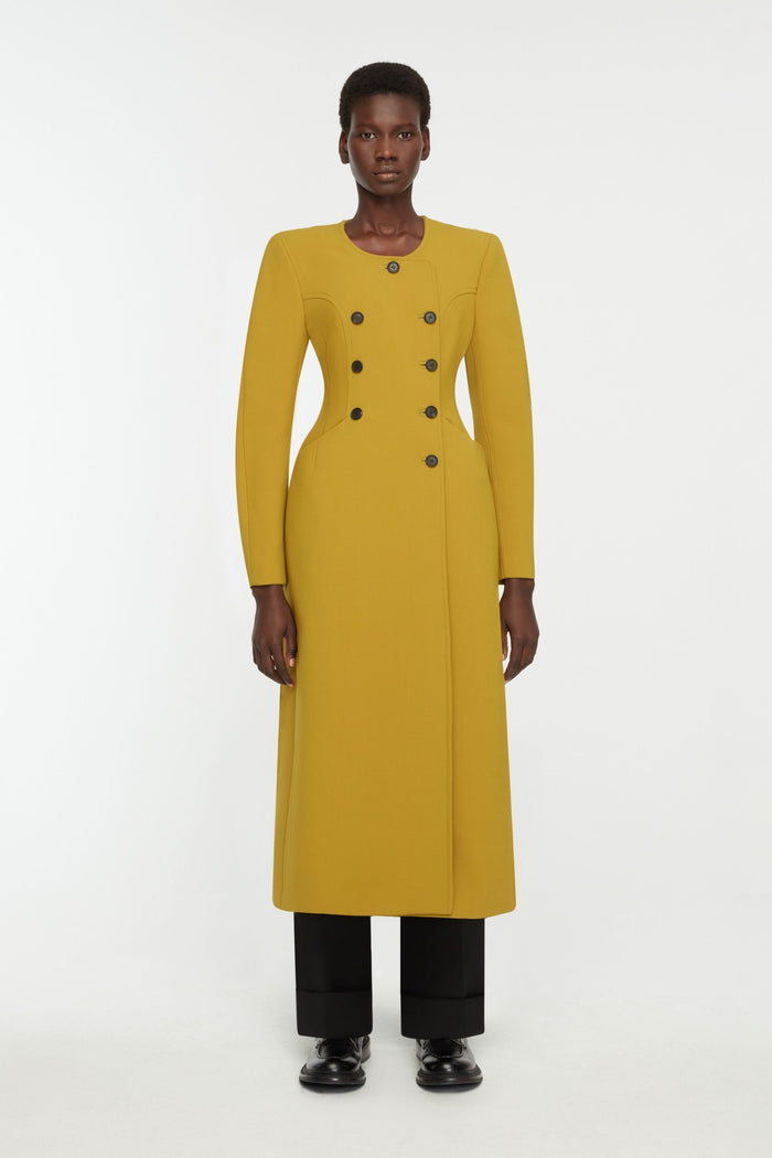 Emilia Wickstead Dalvana Coat In Chartreuse Birdseye Suiting