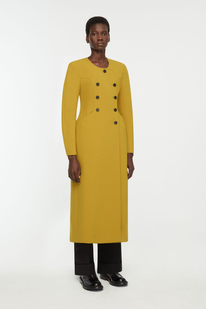 Emilia Wickstead Dalvana Coat In Chartreuse Birdseye Suiting