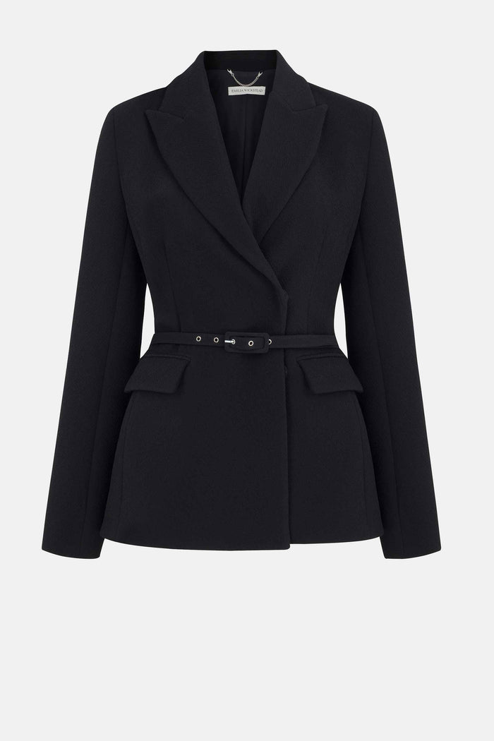 emilia wickstead Danya Jacket In Black Double Crepe Coats u0026 Jackets