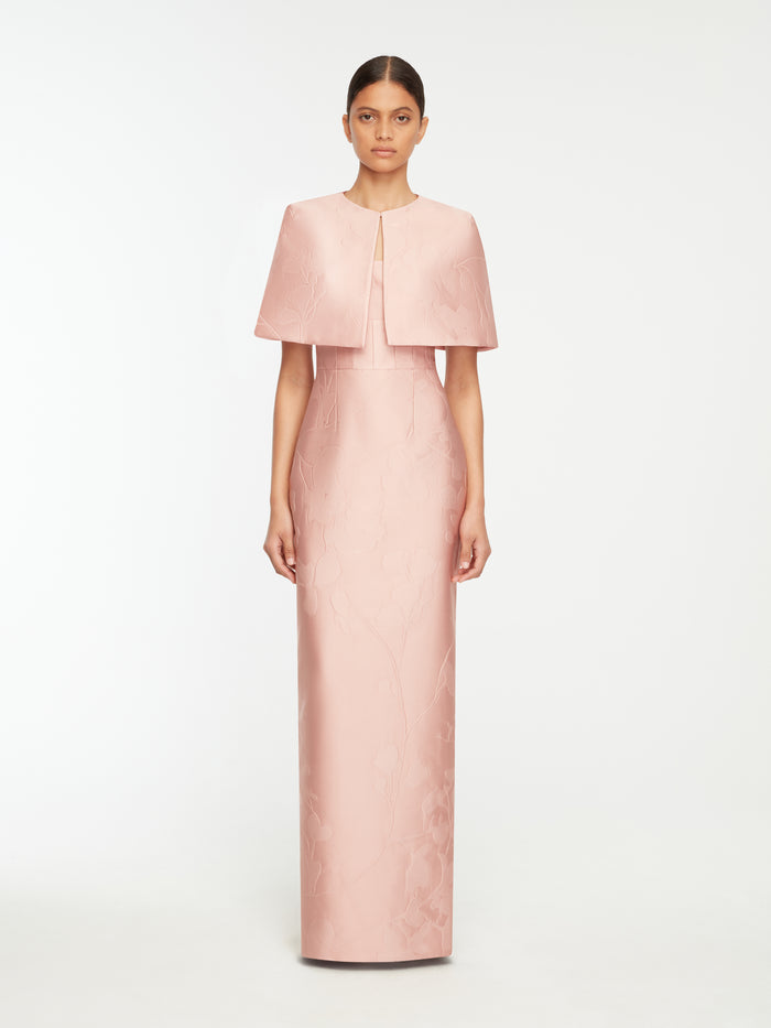 Emilia Wickstead Domie Cape In Pink Embossed Cloque Coats U0026 Jackets