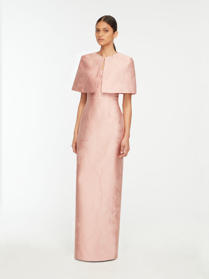 Emilia Wickstead Domie Cape In Pink Embossed Cloque Coats U0026 Jackets