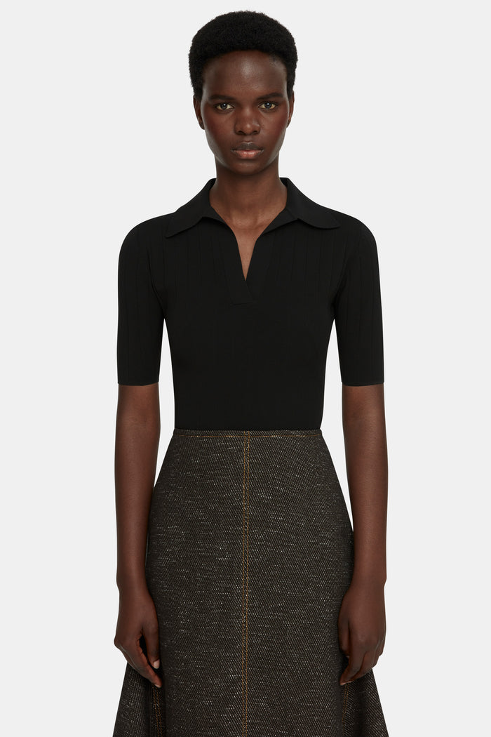 Emilia Wickstead Dune Black Fitted Polo Top Shirts U0026 Tops