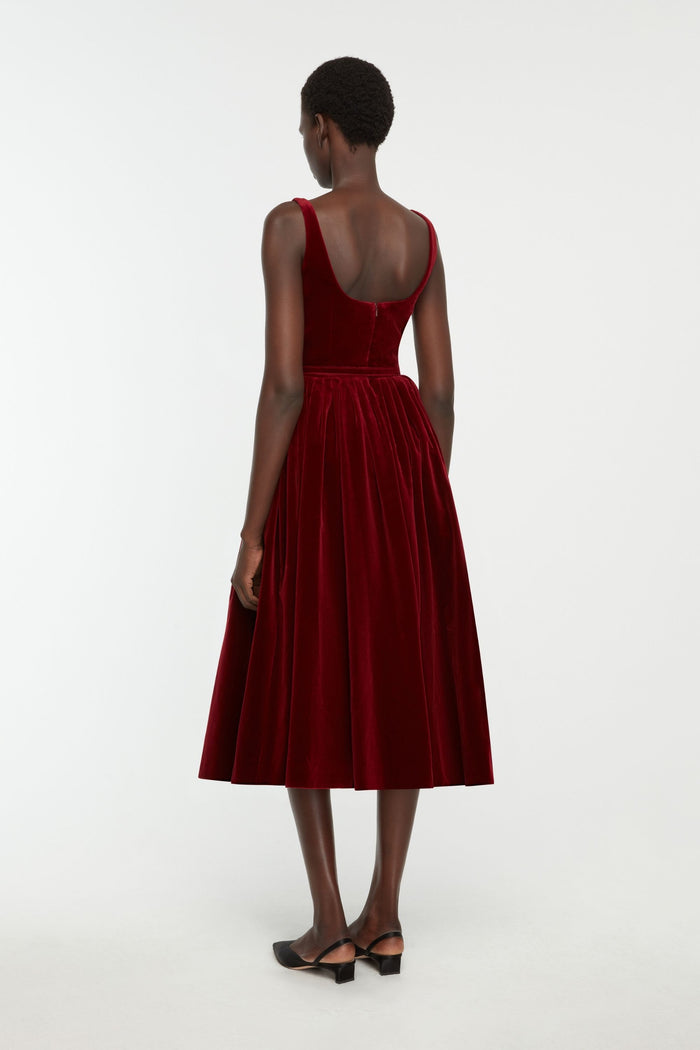 Emilia Wickstead Eagle Dress In Burgundy Wind Velvet