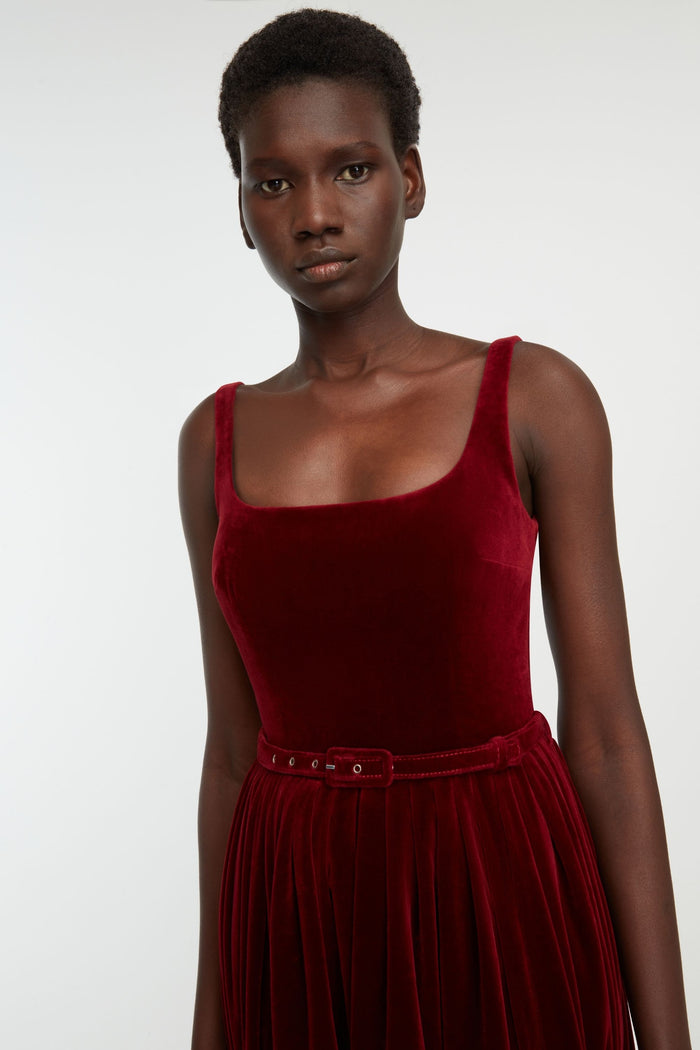 Emilia Wickstead Eagle Dress In Burgundy Wind Velvet