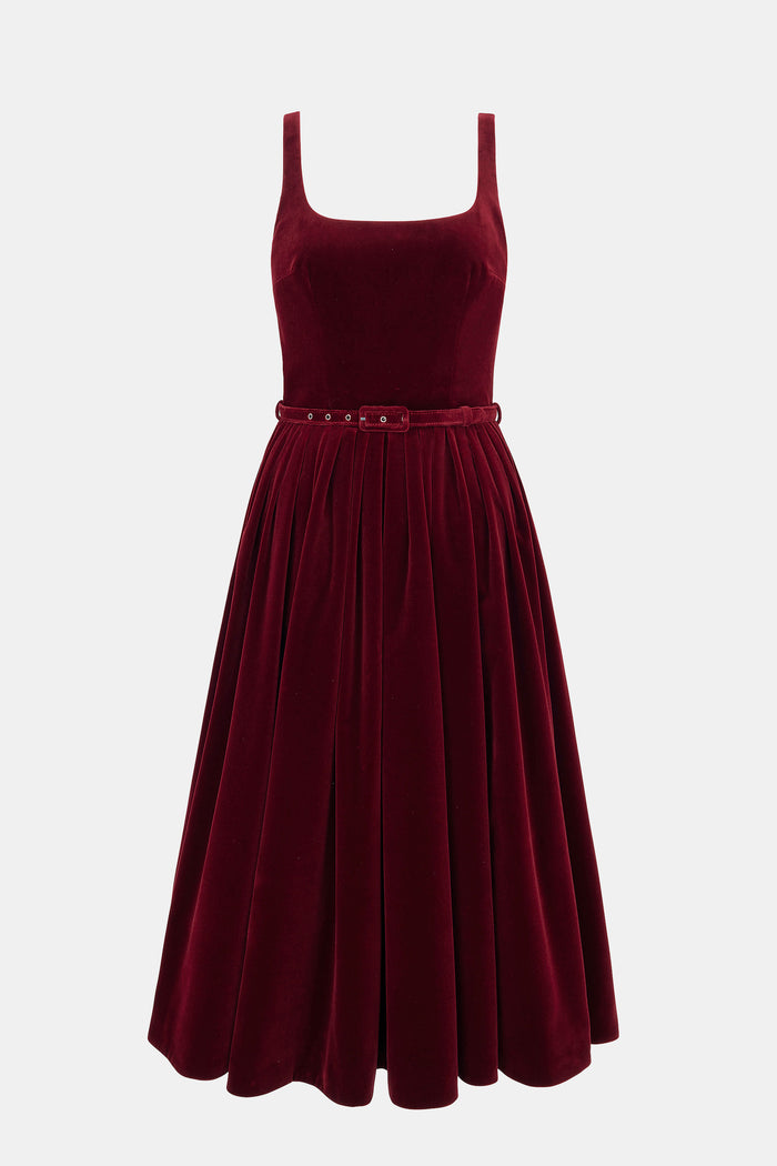 emilia wickstead Eagle Dress In Burgundy Wind Velvet