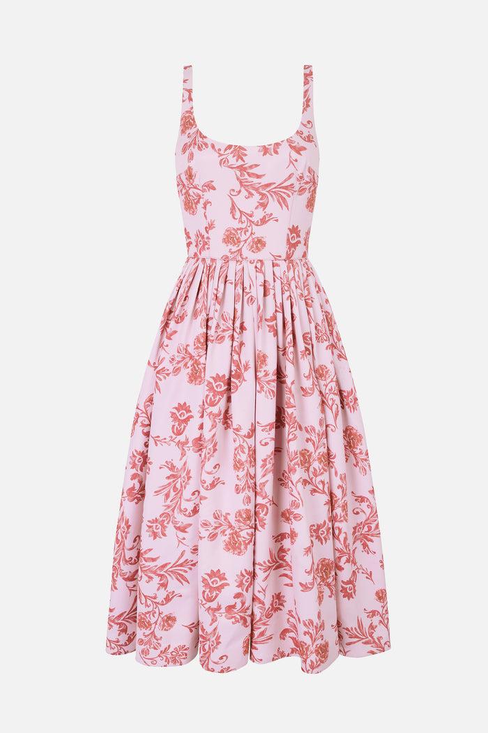 emilia wickstead Eglantine Dress In Pink Floral Damask Taffeta Faille