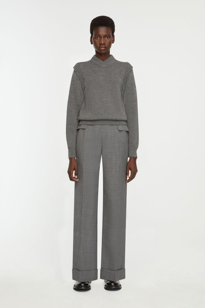 Emilia Wickstead Eimear Trousers In Steel Grey Garden Wool