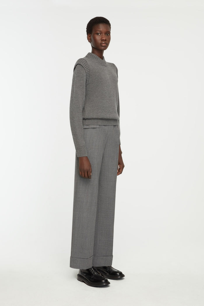 Emilia Wickstead Eimear Trousers In Steel Grey Garden Wool