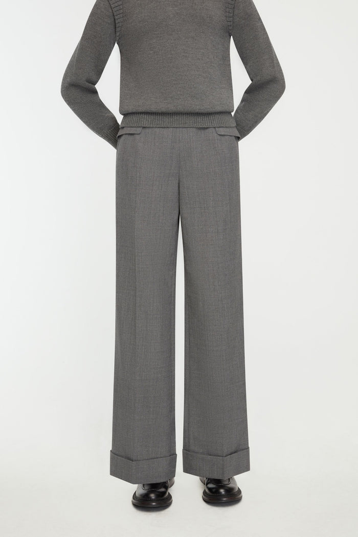 Emilia Wickstead Eimear Trousers In Steel Grey Garden Wool