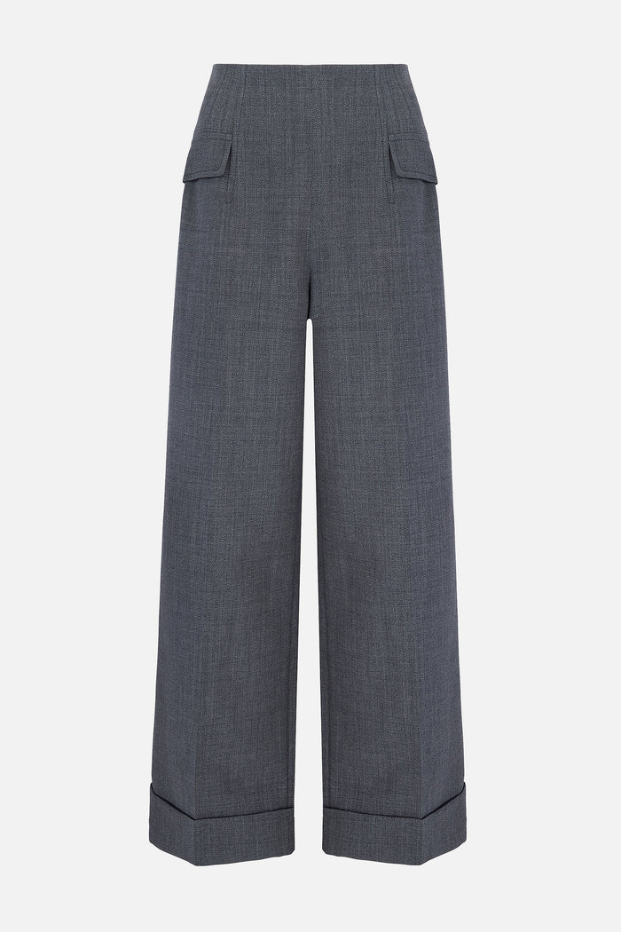 emilia wickstead Eimear Trousers In Steel Grey Garden Wool