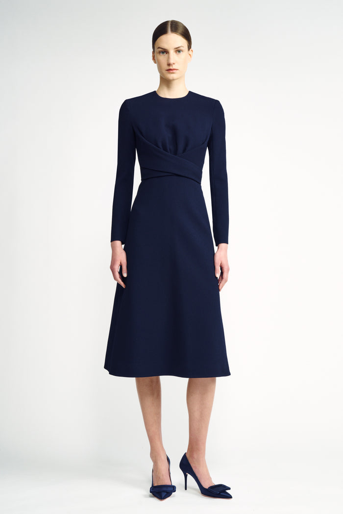 Emilia Wickstead Elta Wrap-Effect Dress In Midnight Double Crepe Dresses