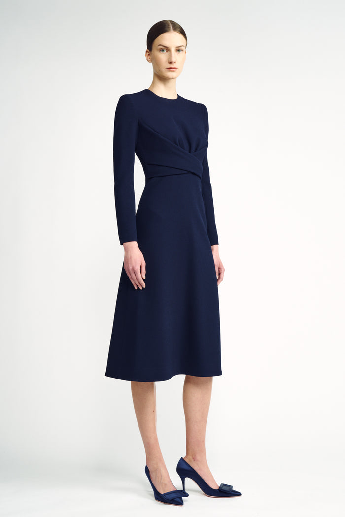 Emilia Wickstead Elta Wrap-Effect Dress In Midnight Double Crepe Dresses
