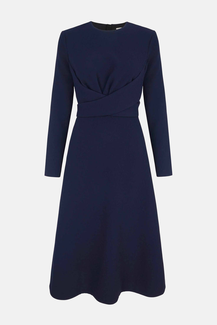 emilia wickstead Elta Wrap-Effect Dress in Midnight Double Crepe Dresses